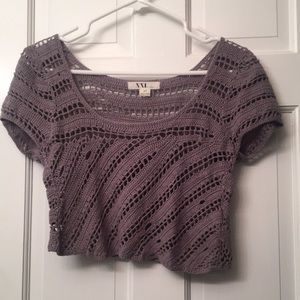 Cropped gray knit sweater F21